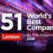 Lenovo es reconocida entre las Mejores Empresas del Mundo 2026 de TIME, ocupando el puesto n.º 51 a nivel global